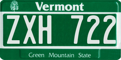 VT license plate ZXH722