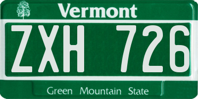 VT license plate ZXH726