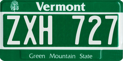 VT license plate ZXH727