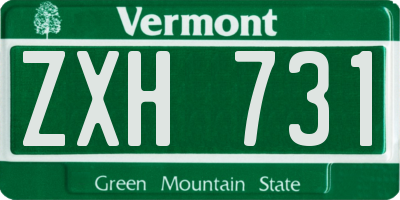 VT license plate ZXH731