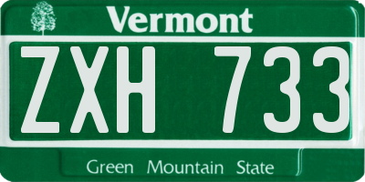 VT license plate ZXH733