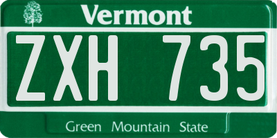 VT license plate ZXH735