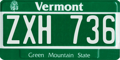 VT license plate ZXH736