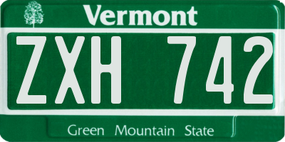 VT license plate ZXH742
