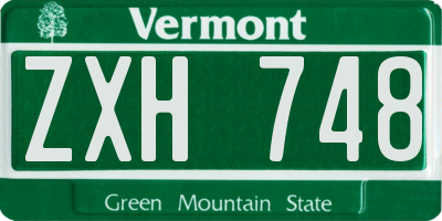 VT license plate ZXH748