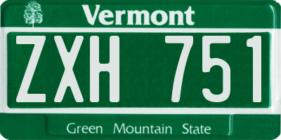 VT license plate ZXH751