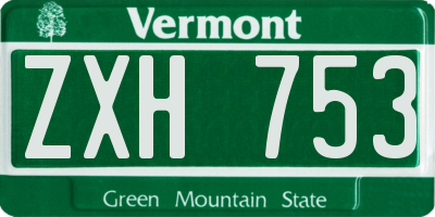 VT license plate ZXH753
