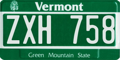 VT license plate ZXH758