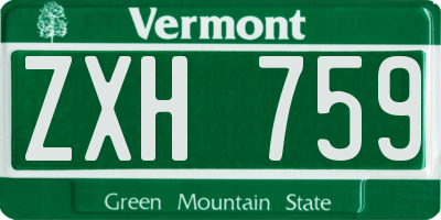 VT license plate ZXH759