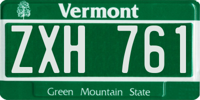 VT license plate ZXH761