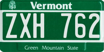 VT license plate ZXH762