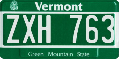 VT license plate ZXH763