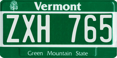 VT license plate ZXH765