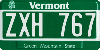 VT license plate ZXH767