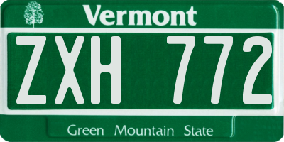 VT license plate ZXH772