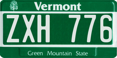 VT license plate ZXH776
