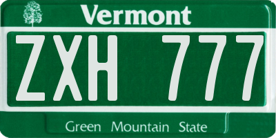 VT license plate ZXH777