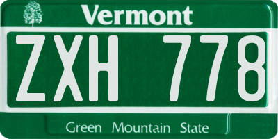 VT license plate ZXH778