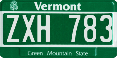 VT license plate ZXH783