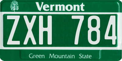 VT license plate ZXH784
