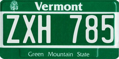 VT license plate ZXH785