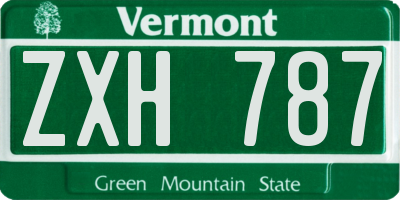 VT license plate ZXH787