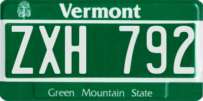 VT license plate ZXH792