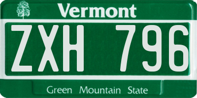 VT license plate ZXH796