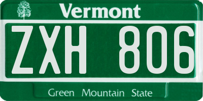 VT license plate ZXH806
