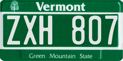 VT license plate ZXH807
