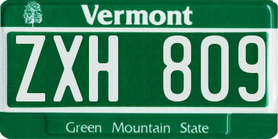 VT license plate ZXH809