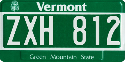 VT license plate ZXH812