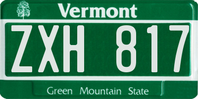 VT license plate ZXH817