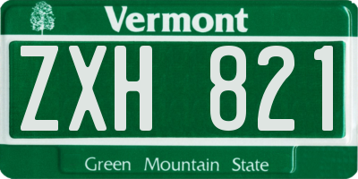 VT license plate ZXH821