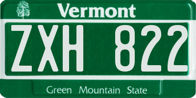 VT license plate ZXH822