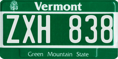 VT license plate ZXH838