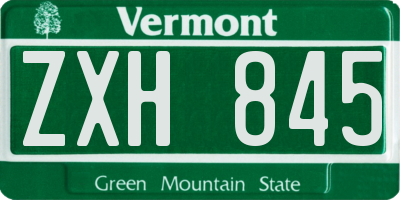 VT license plate ZXH845