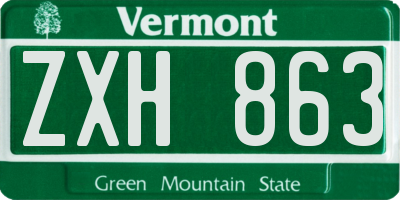 VT license plate ZXH863