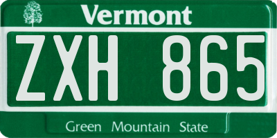 VT license plate ZXH865