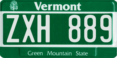 VT license plate ZXH889