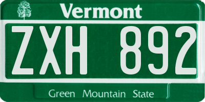 VT license plate ZXH892