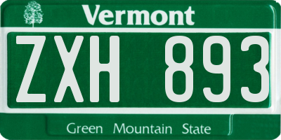 VT license plate ZXH893