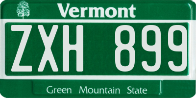 VT license plate ZXH899