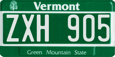 VT license plate ZXH905