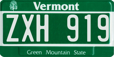 VT license plate ZXH919
