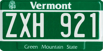 VT license plate ZXH921