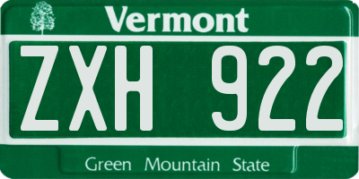 VT license plate ZXH922
