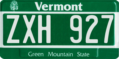 VT license plate ZXH927