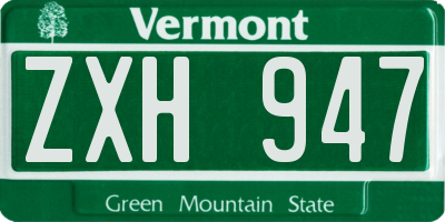 VT license plate ZXH947