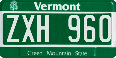 VT license plate ZXH960